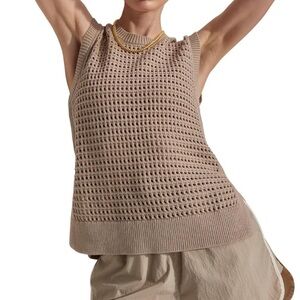 Beige Sleeveless Knit Top